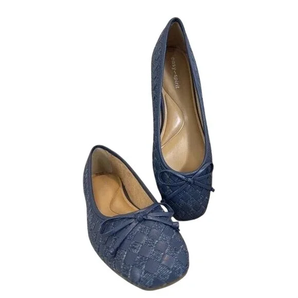 Easy Spirit Navy Blue Ballet Flats with Round Toe Slip On Shoes Sz 9.5m /S26244 - Picture 5 of 6